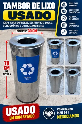 Tambor de lixo de inox Grande