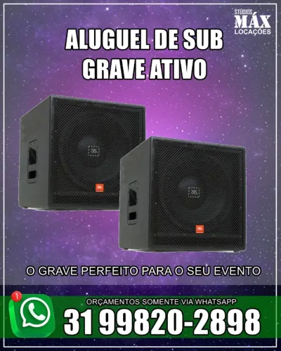 Aluguel de caixas sub grave ativas para eventos em geral