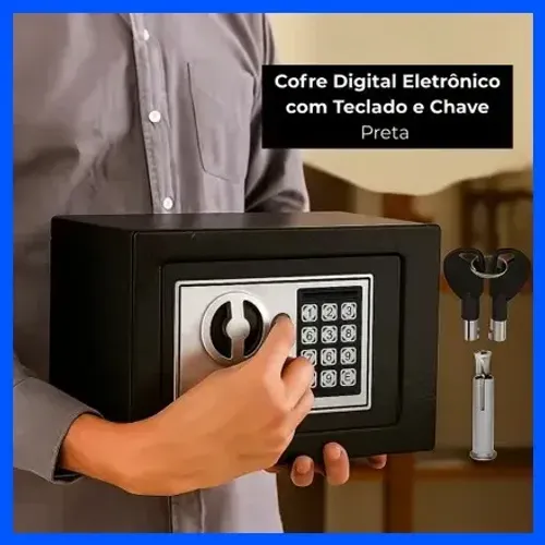Cofre Digital com Senha de 3 a 8 Dígitos e Dimensões Compactas 17x17x23cm Pronta Entrega
