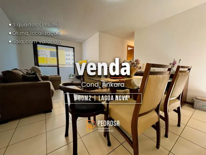 Apartamento à venda com 80 m2 - 3 quartos - no bairro de Lagoa Nova/Natal - 2 vagas