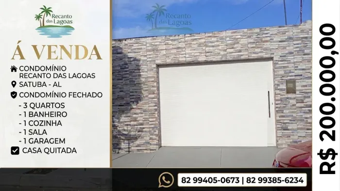 OPORTUNIDADE ÚNICA: SUA CASA NO RECANTO DAS LAGOAS! ?