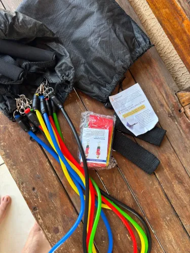 Kit Elástico Academia em Casa Completo + Suportes
