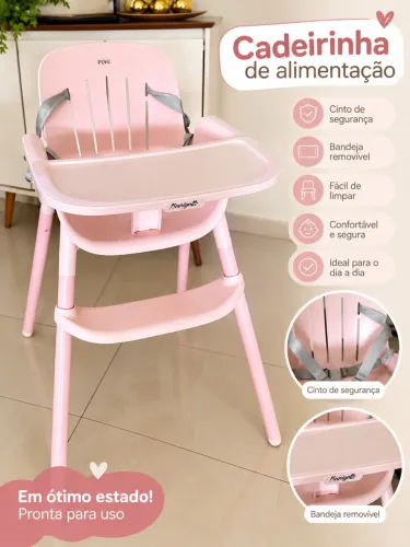 Vendo cadeirinha de alimentação infantil rosa!