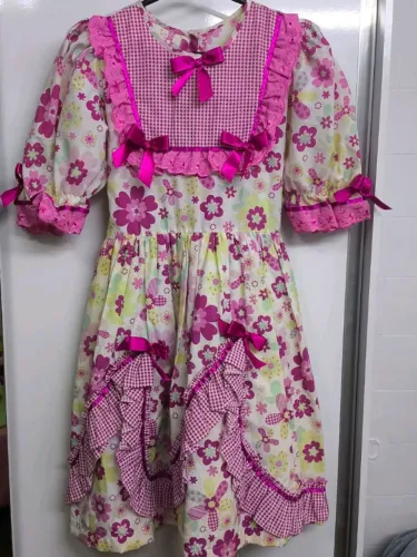 vestido festa junina mundo pink azul 10