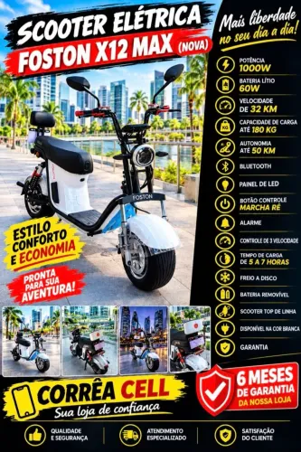 SCOOTER ELÉTRICA FOSTON X12 MAX NOVA COM GARANTIA 