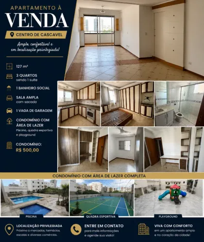 Apartamento amplo área central.