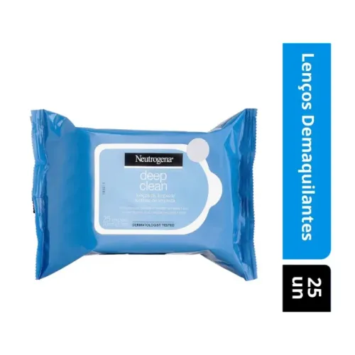 Lenço Demaquilante e Limpeza Facial Neutrogena Deep Clean 25 Unid. Dermatológico