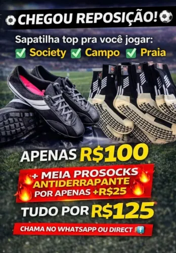 Sapatilha futebol campo ? society e praia ? loja cartola Guarujá