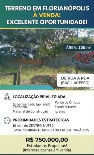 EXCELENTE TERRENO À VENDA EM FLORIANÓPOLIS!