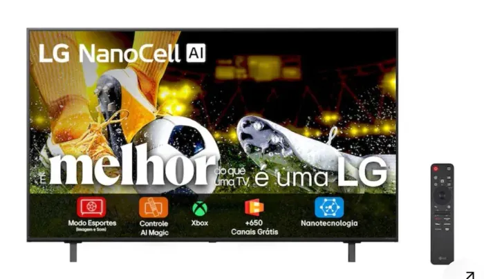 Smart TV LG NanoCell AI 4K NANO80 de 65 polegadas