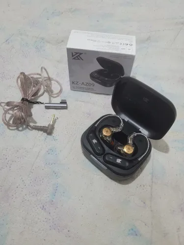 Fone de Ouvido KZ EDX Pro + Case Bluetooth KZ AZ09 + Adaptador USB-C 