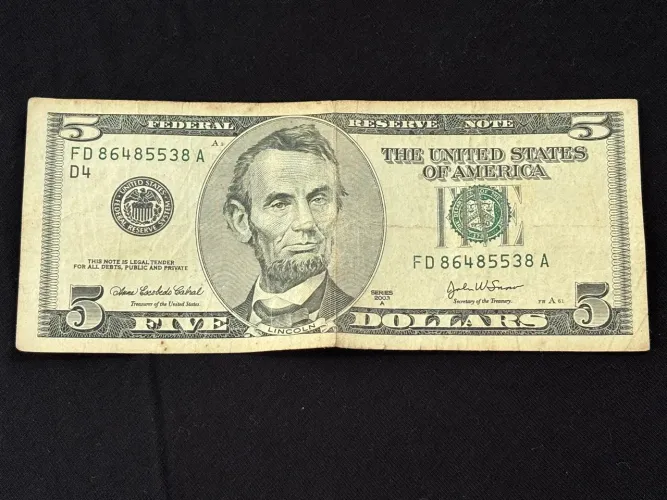 Cédula De 5 Dólares Americanos Antiga - Série 2003 A Abraham Lincoln