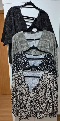 LOTE COM 4 BLUSAS MANGA 3/4 - TAMANHO GG