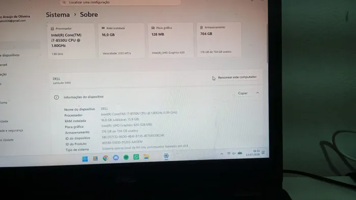 Notebook Dell latitude 3490
