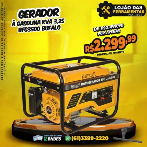 Gerador à Gasolina KVA 3,25 BFG3500 Bufalo