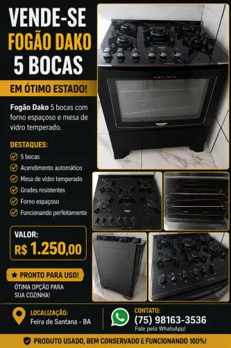 Fogão DAKO 5 BOCAS