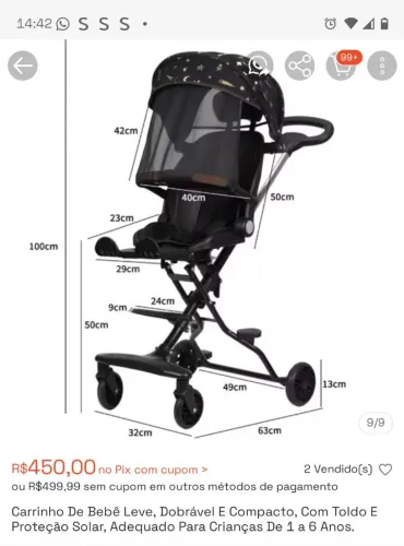 Carrinho de bebê multifuncional