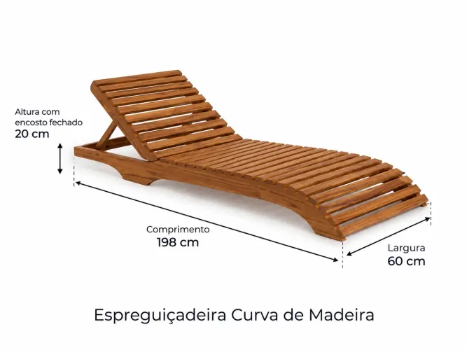 Espreguiçadeira Curva de Madeira Nobre