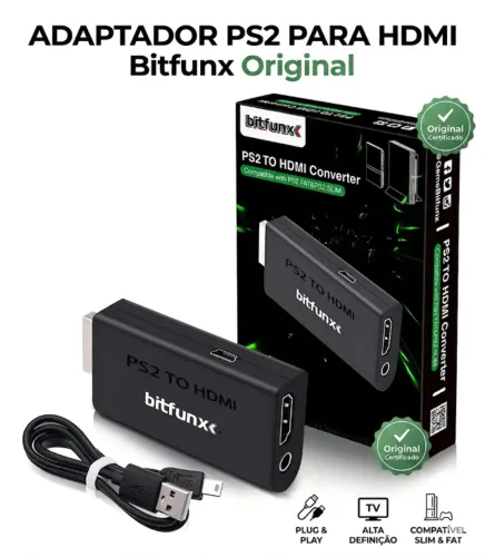 Ps2 Adaptador HDMI Bitfunx Original | O Melhor Adaptador HDMI para PS2 e PS3