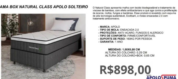 CONJUNTO SOLTEIRO APOLO ESPUMAS MOLAS 25CM