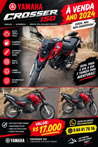 Vendo uma moto Yamaha Cross 150 pronto pra transferência
