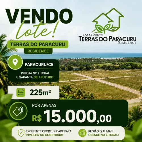 Vendo lote no Loteamento Terras do Paracuru - Paracuru/CE