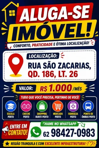 Aluga-se casa no cidade vera cruz 2 ap de Goiânia