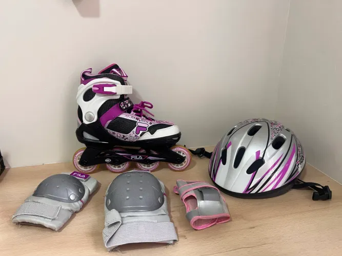 Patins FILA J-One Girl + capacete e kit de proteção completo