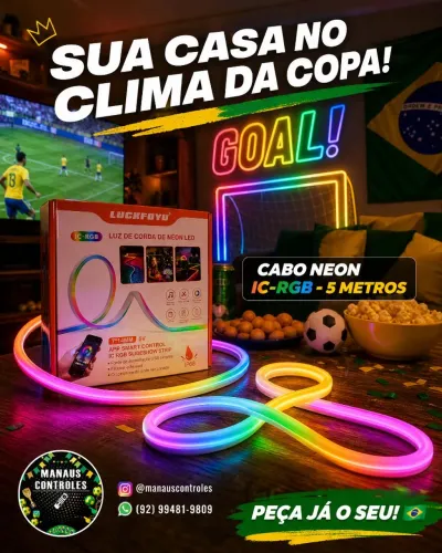 Cabo colorido neon led 