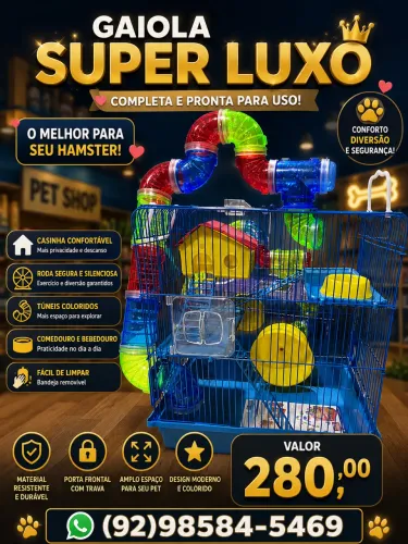 Gaiola super luxo para hamster