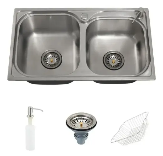 Kit cuba para cozinha gourmet pia dupla aço inox
