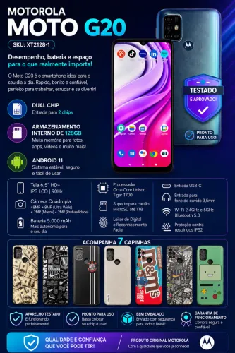 Moto G20 XT2128-1 128GB Dual Chip + 7 Capinhas