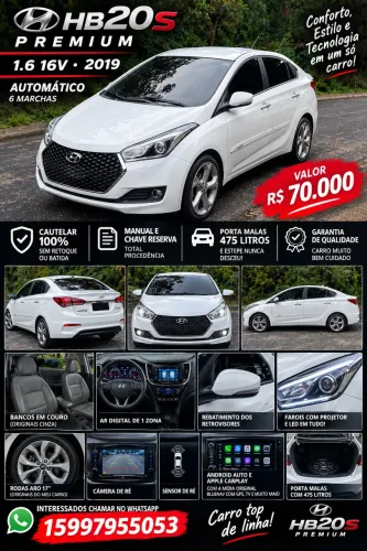 Hyundai HB20S Premium 1.6 Flex 16V Aut. 4P 2019