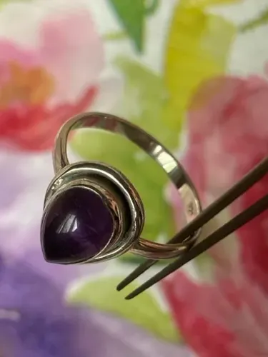 Anel prata 925 e ametista natural 