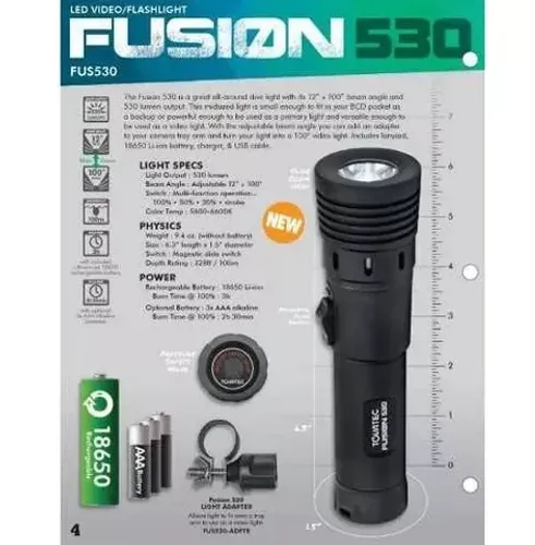 (Nova) Lanterna Mergulho Tovatec 530W Fusion