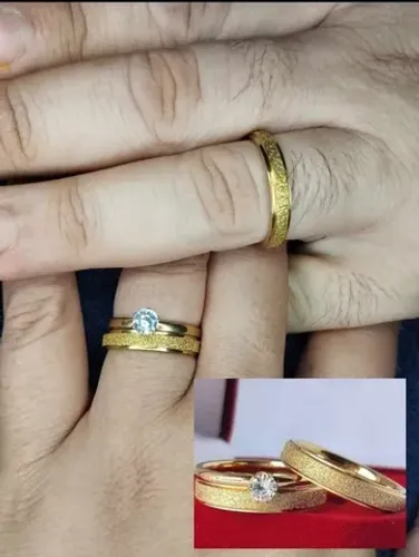 Trio de alianças jateadas