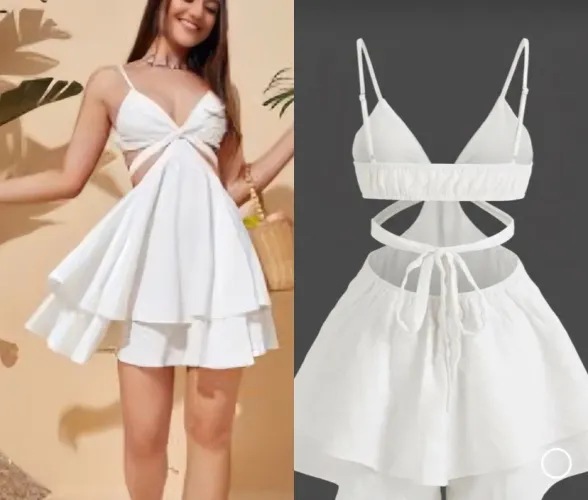 vestido branco curto rodado shein