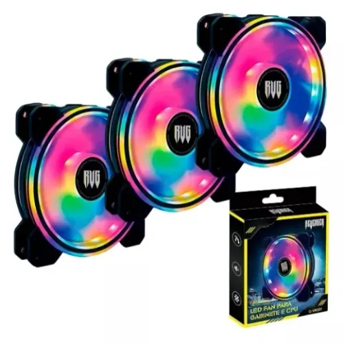 Fan Cooler Gamer Led Rgb Para Gabinete E Cpu 120mm Kit C/ 3 Led Rbg