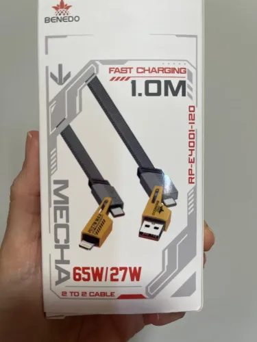 Cabo Carregador Rápido 65W 2 em 2 USB/tipo C e tipoC/ Lightning -1.0M