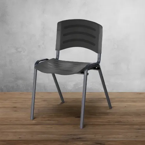 Cadeira Fixa Plástica 4 Pés Preta Polipropileno Resistente Conforto Durável Modelo 31206