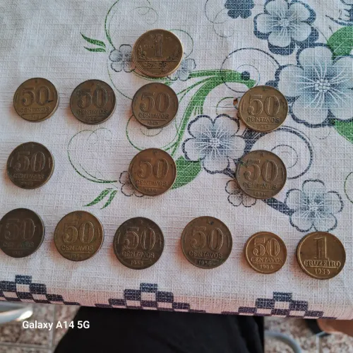 Moedas antigas de cruzeiros 1943 a 1956- 50 centavos e 1 cruzeiro