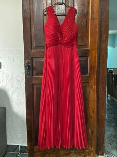 vestido plissado vermelho - tamanho 40