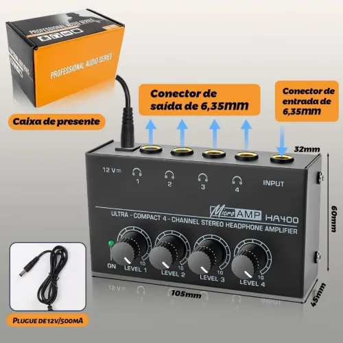 Amplificador de Fone de Ouvido Ha400