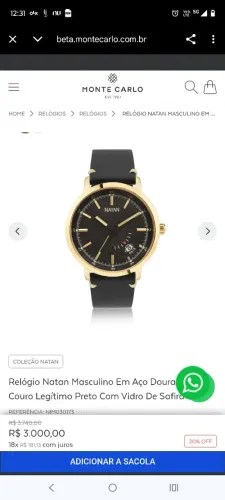 Relógio Natan Masculino Em Aço Dourado - Couro Legítimo Preto - Vidro De Safira