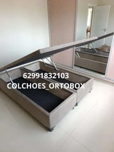 Cama Box Baú Casal bi partido com pistões hidraulicos