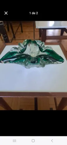 Cinzeiro Murano Italiano Verde Esmeralda