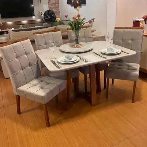 Mesa Pedro 1,20m Madeira Maciça  4 Cad Sophia -   Pronta Entrega!