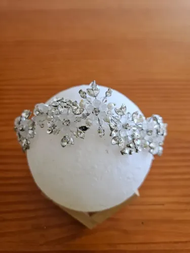  Tiara Coroa Noiva com Cristais e Flores 