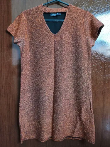 Vestido tubinho cobre em lurex