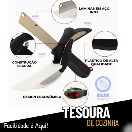 Tesoura Para Cortar Alimentos Faca De Cozinha 2 Em 1 Cortador Legumes _ CS60
